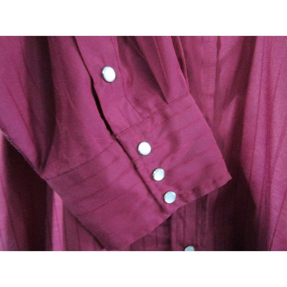 Roper Burgandy Damask Stripe White Pearl Snap Western Cowboy Shirt GUC 2XL - Picture 9 of 16